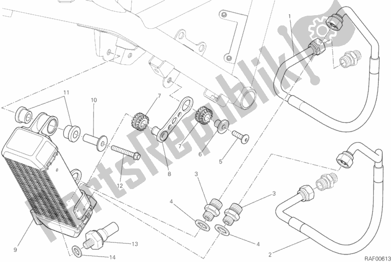 All parts for the Oil Cooler of the Ducati Monster 797 Plus Thailand 2019